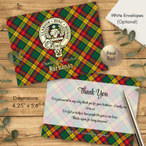 Clan Buchanan Crest over Tartan Foil Invitation Postcard