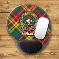 Clan Buchanan Crest over Tartan Gel Mouse Pad