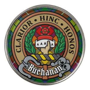 Clan Buchanan Crest over Tartan Golf Ball Marker