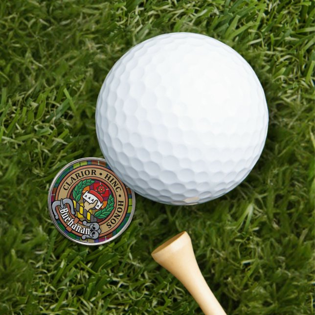 Clan Buchanan Crest over Tartan Golf Ball Marker (Creator Uploaded)