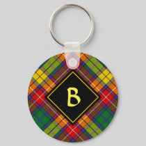 Clan Buchanan Crest over Tartan Keychain