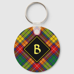 Clan Buchanan Crest over Tartan Keychain