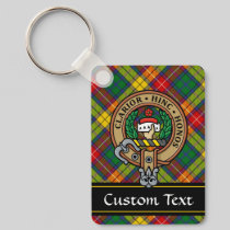 Clan Buchanan Crest over Tartan Keychain