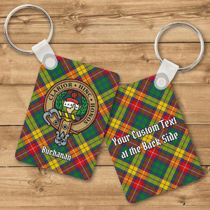 Clan Buchanan Crest over Tartan Keychain