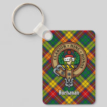 Clan Buchanan Crest over Tartan Keychain