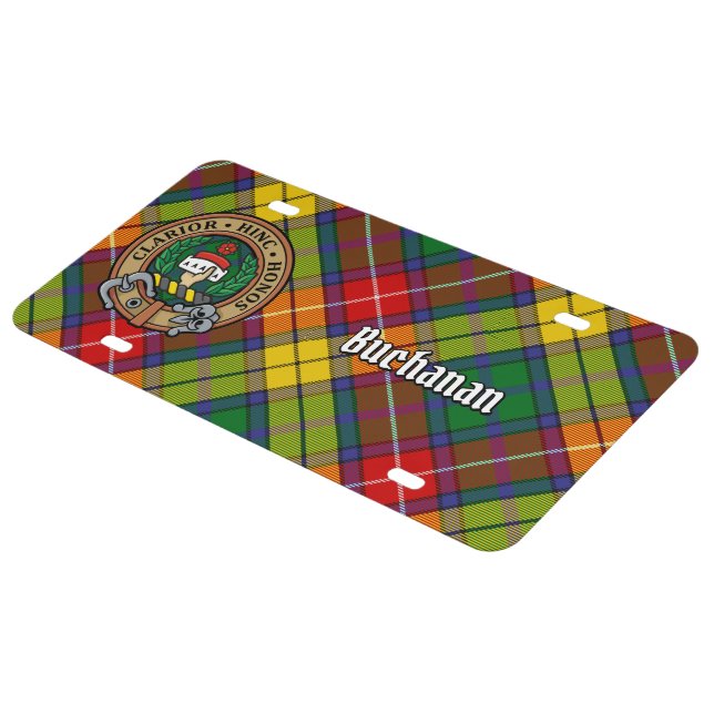 Clan Buchanan Crest over Tartan License Plate (Side)