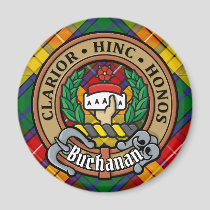 Clan Buchanan Crest over Tartan Magnet