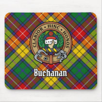 Clan Buchanan Crest over Tartan Mouse Pad