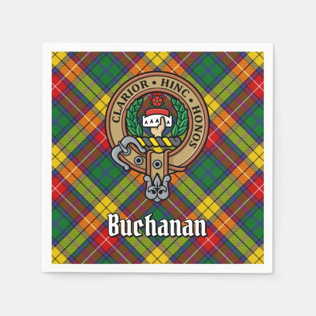 Clan Buchanan Crest over Tartan Napkins (Front)