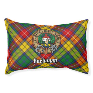 Clan Buchanan Crest over Tartan Pet Bed