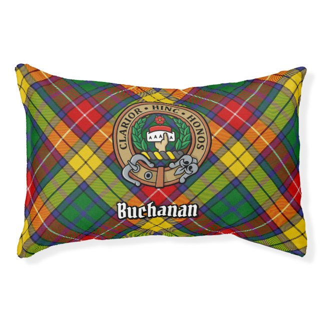 Clan Buchanan Crest over Tartan Pet Bed (Front)