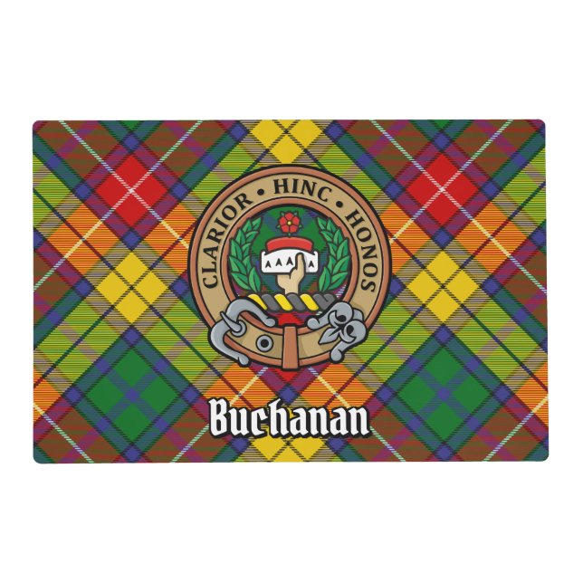 Clan Buchanan Crest over Tartan Placemat (Front)