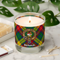 Clan Buchanan Crest over Tartan Scented Candle