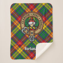 Clan Buchanan Crest over Tartan Sherpa Blanket