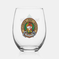 Clan Buchanan Crest over Tartan Stemless Wine Glass