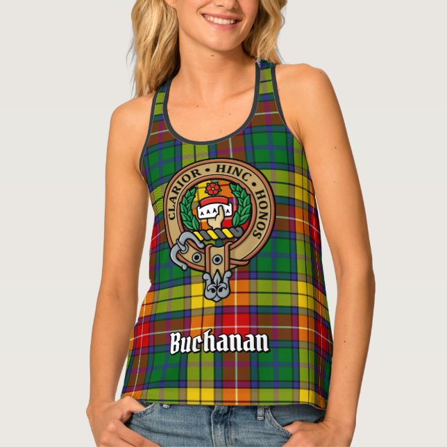 Clan Buchanan Crest over Tartan Tank Top (Front)