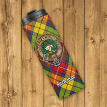 Clan Buchanan Crest over Tartan Thermal Tumbler