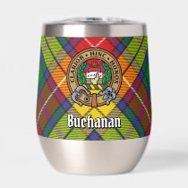 Clan Buchanan Crest over Tartan Thermal Wine Tumbler