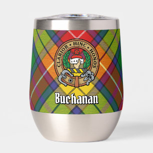 Clan Buchanan Crest over Tartan Thermal Wine Tumbler