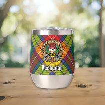 Clan Buchanan Crest over Tartan Thermal Wine Tumbler