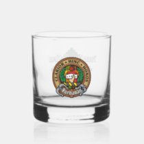 Clan Buchanan Crest over Tartan Whiskey Glass