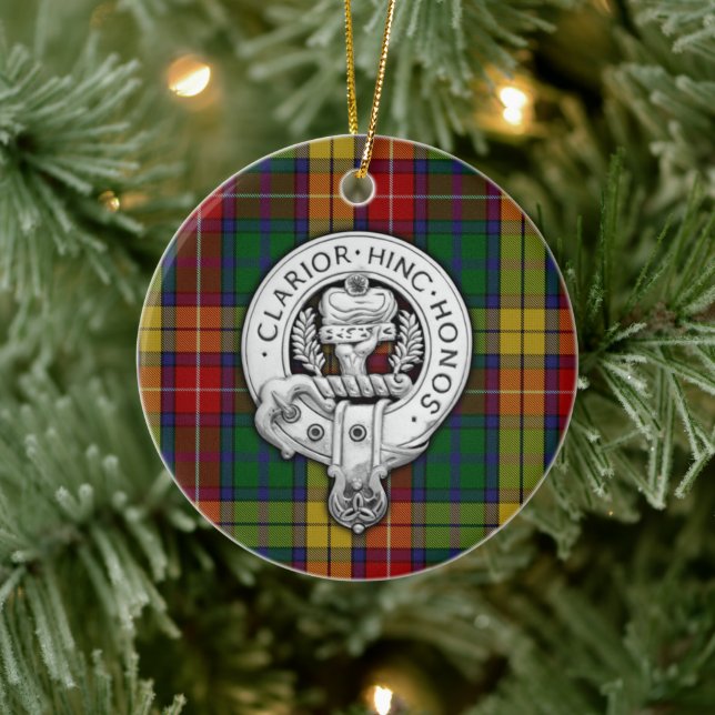 Clan Buchanan Crest & Tartan Ceramic Ornament (Tree)