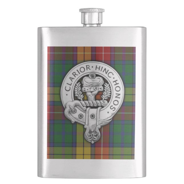 Clan Buchanan Crest & Tartan Flask (Front)