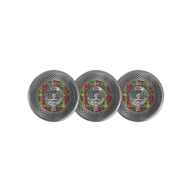 Clan Buchanan Crest & Tartan Knot Golf Ball Marker (3 Up)