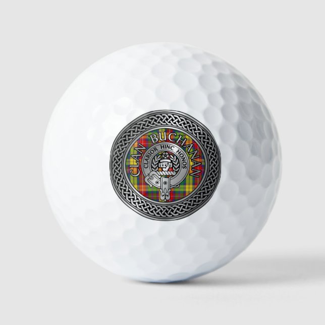 Clan Buchanan Crest & Tartan Knot Golf Balls (Front)