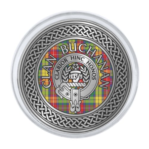 Clan Buchanan Crest  Tartan Knot Silver Finish Lapel Pin