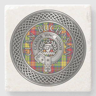 Clan Buchanan Crest & Tartan Knot Stone Coaster