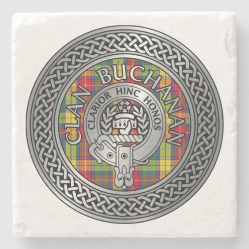 Clan Buchanan Crest  Tartan Knot Stone Coaster