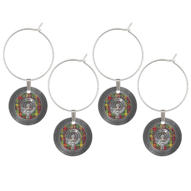 Clan Buchanan Crest & Tartan Knot Wine Charm (Staggered)