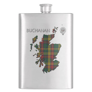 Clan Buchanan Crest & Tartan Map Flask