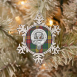 Clan Buchanan Crest &amp; Tartan Snowflake Pewter Christmas Ornament