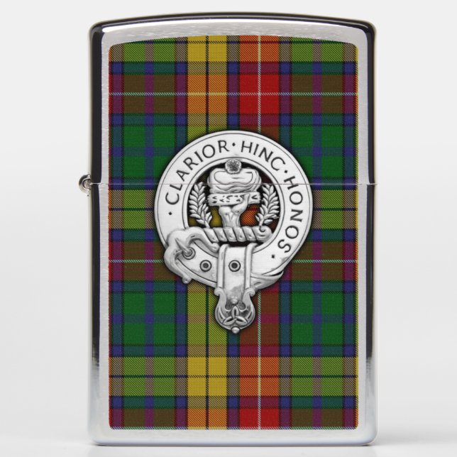 Clan Buchanan Crest & Tartan Zippo Lighter (Front)
