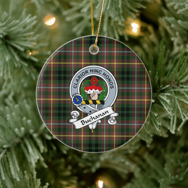 Clan Buchanan Hunting Badge Tartan Plaid Ceramic Ornament (Tree)