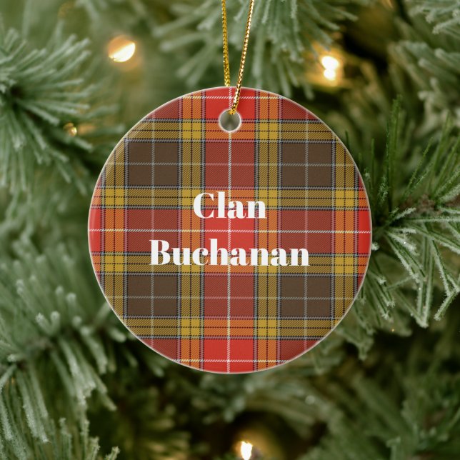 Clan Buchanan Old Set Weathered Tartan Ceramic Ornament (Tree)