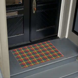 Clan Buchanan Plaid Green Red Yellow Check Tartan Doormat