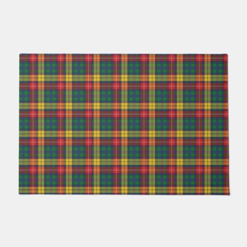 Clan Buchanan Plaid Green Red Yellow Check Tartan Doormat