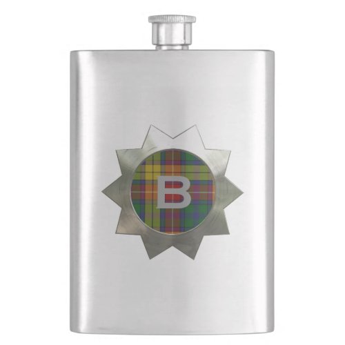 Clan Buchanan Plaid Monogram Flask