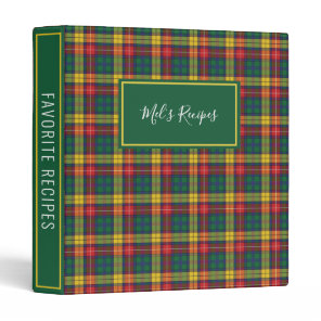 Clan Buchanan Plaid Tartan Pattern 3 Ring Binder
