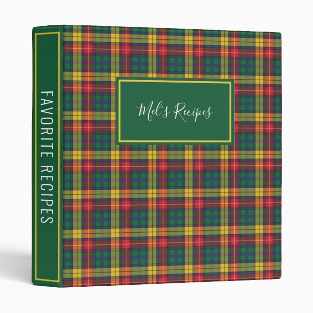 Clan Buchanan Plaid Tartan Pattern 3 Ring Binder (Front/Spine)