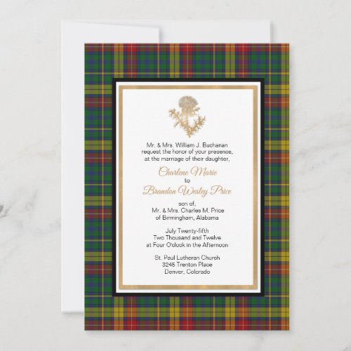 Clan Buchanan Plaid Thistle Wedding Invitation