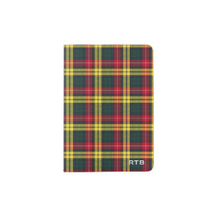 Clan Buchanan Red, Yellow & Green Tartan Monogram Passport Holder