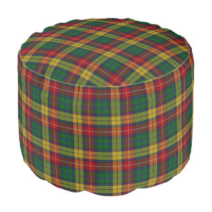 Clan Buchanan Scottish Style Red Green Tartan Pouf