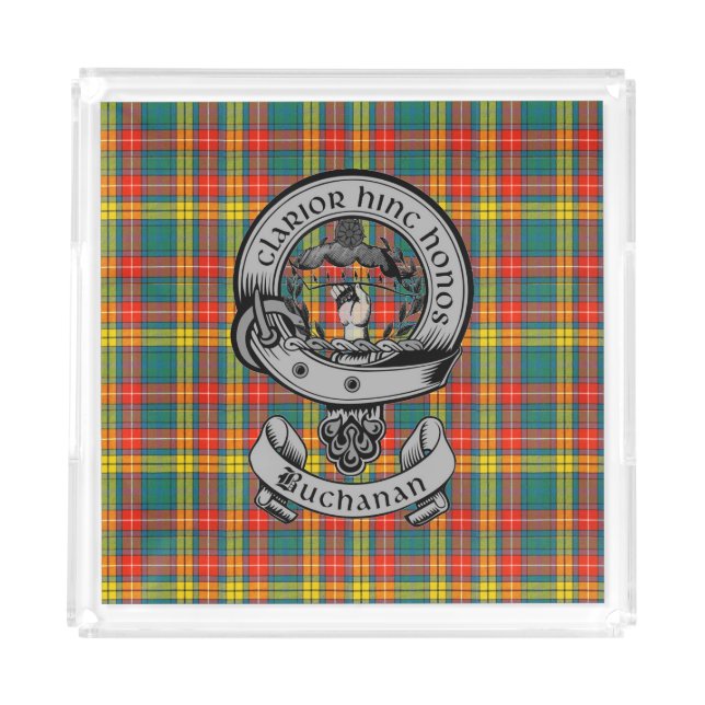 Clan Buchanan Tartan & Crest Acrylic Tray (Front)