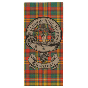 Clan Buchanan Tartan & Crest Wood Flash Drive
