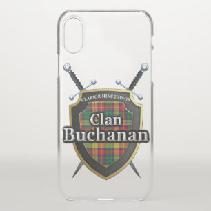 Clan Buchanan Tartan Crossed Swords and Motto iPhone XS Case