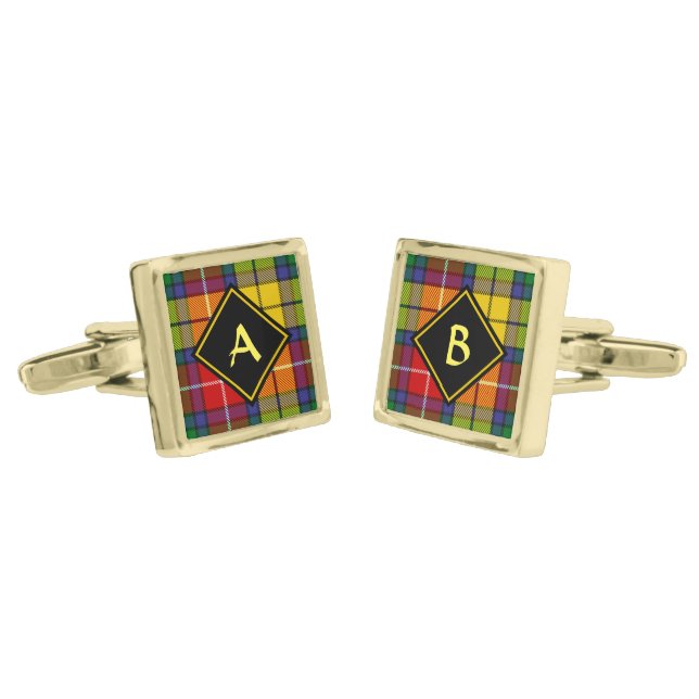 Clan Buchanan Tartan Cufflinks (Angled)